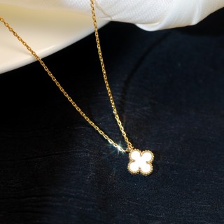 Van Cleef & Arpels Mini Four Leaf Clover Gold Necklace view 5