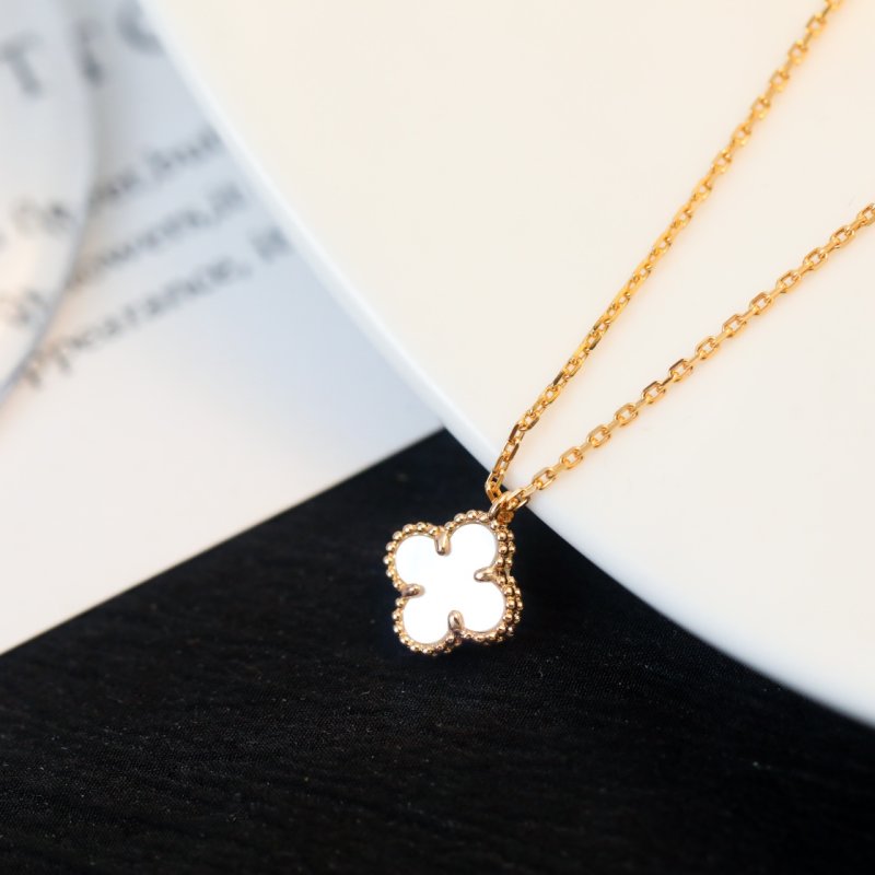 Van Cleef & Arpels Mini Four Leaf Clover Gold Necklace view