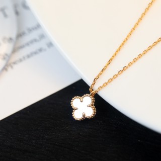 Van Cleef & Arpels Mini Four Leaf Clover Gold Necklace view 6