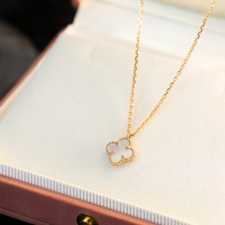 Van Cleef & Arpels Mini Four Leaf Clover Gold Necklace view 7