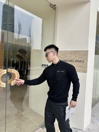 Stone Island Black Crewneck Sweatshirt with Chest Pocket view 3