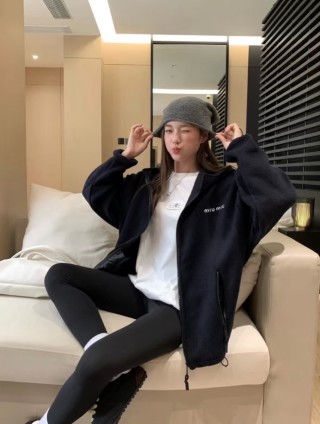 Miu Miu Black Zip-Up Oversized Jacket
