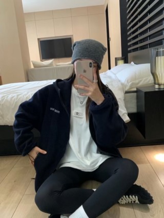 Miu Miu Black Zip-Up Oversized Jacket view 4