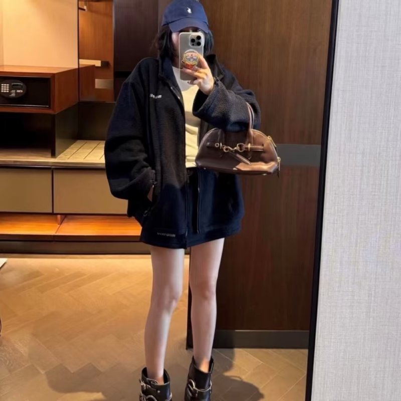 Miu Miu Black Zip-Up Oversized Jacket view