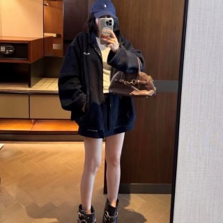 Miu Miu Black Zip-Up Oversized Jacket view 9