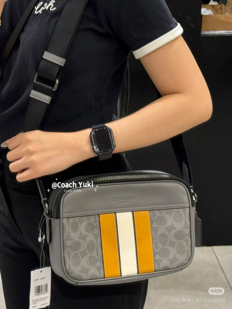 Coach Signature Camera Bag Grey with Stripe