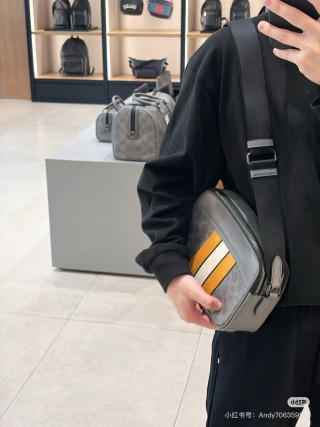 Coach Signature Camera Bag Grey with Stripe view 3