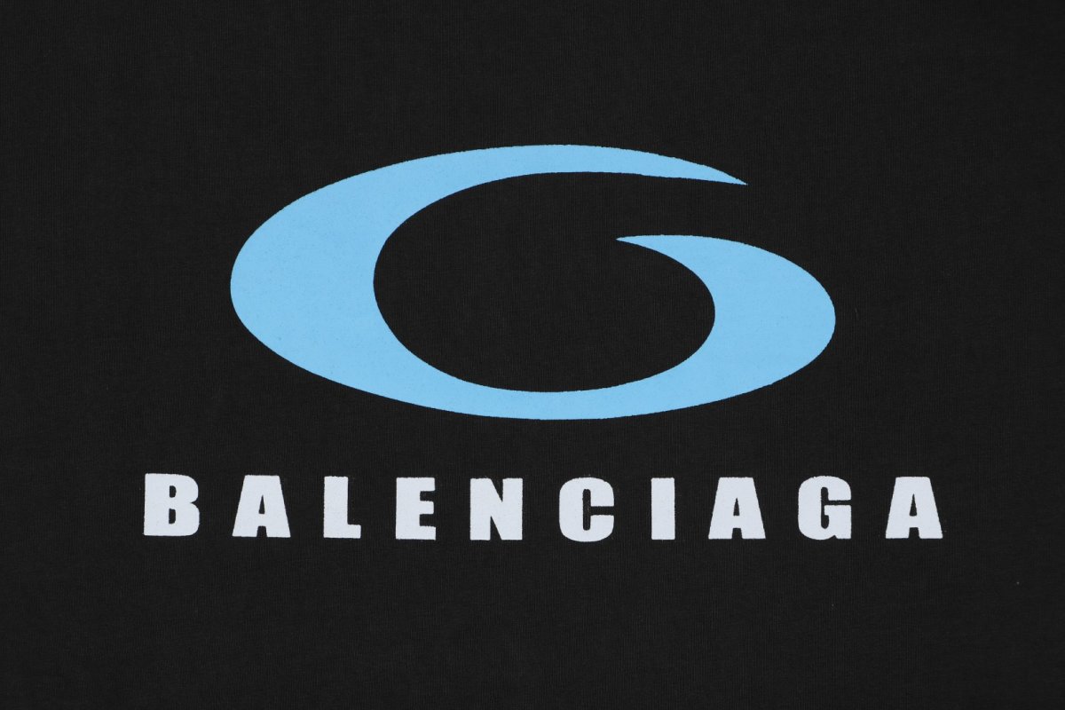Balenciaga Blue Logo Black T-Shirt view