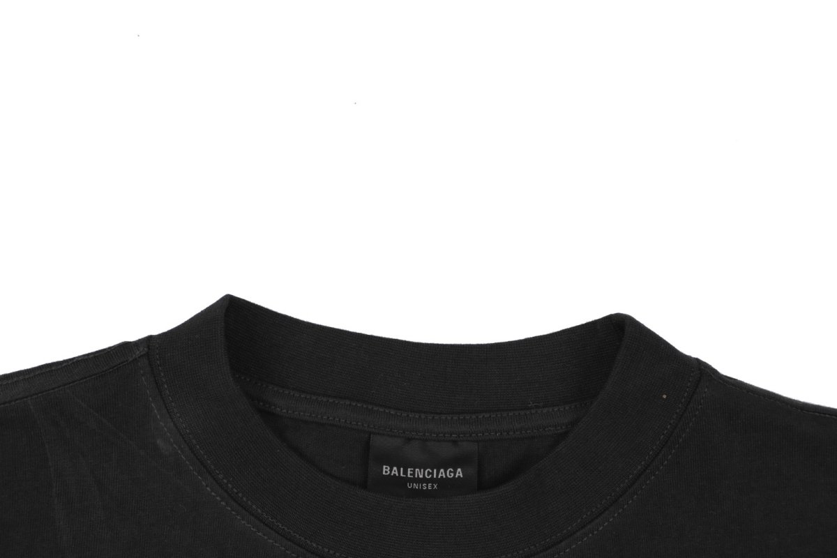 Balenciaga Blue Logo Black T-Shirt view