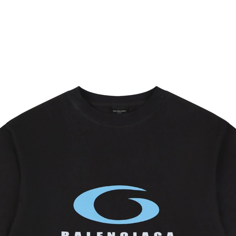 Balenciaga Blue Logo Black T-Shirt view