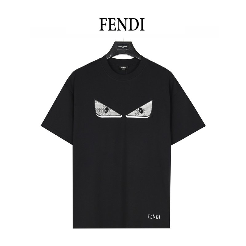 Fendi Black Monster Eyes Short Sleeve T-Shirt view