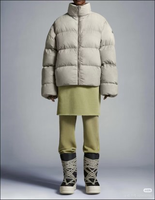 Cream Puffer Down Jacket with Faux Fur Hood view 7