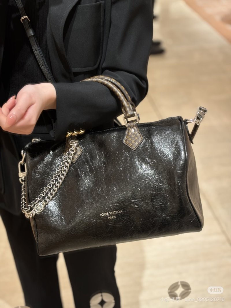 Louis Vuitton Speedy Black Oil Wax Leather Dual Chain Handbag view