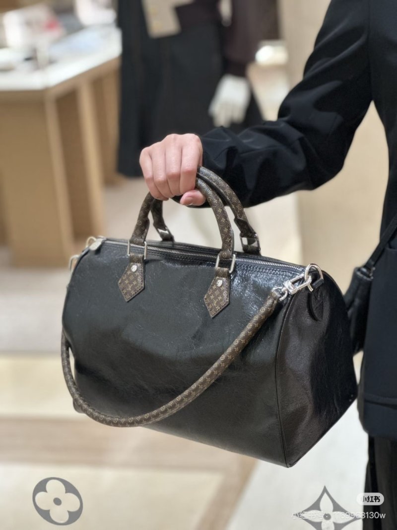 Louis Vuitton Speedy Black Oil Wax Leather Dual Chain Handbag view