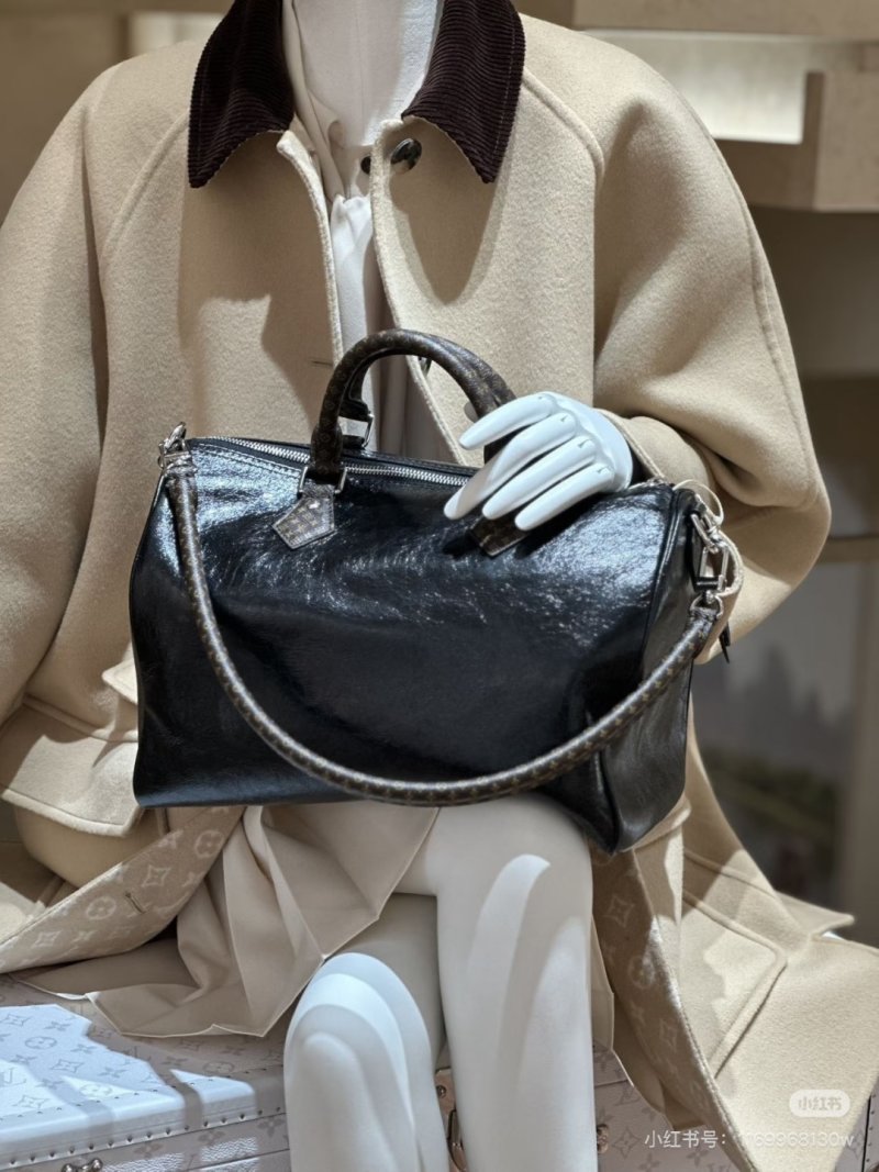 Louis Vuitton Speedy Black Oil Wax Leather Dual Chain Handbag view