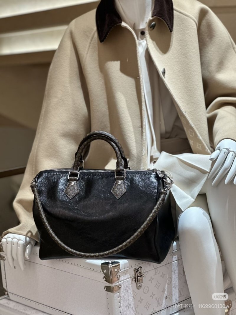 Louis Vuitton Speedy Black Oil Wax Leather Dual Chain Handbag view