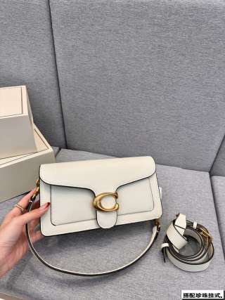 Coach Tabby Cognac Leather Crossbody Bag with Pearl Charm view 3