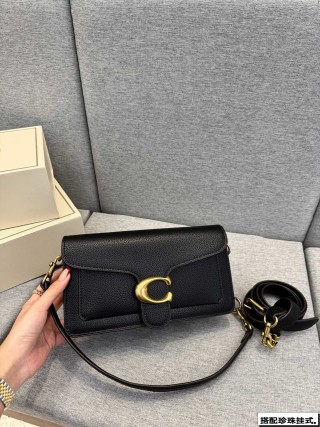 Coach Tabby Cognac Leather Crossbody Bag with Pearl Charm view 4