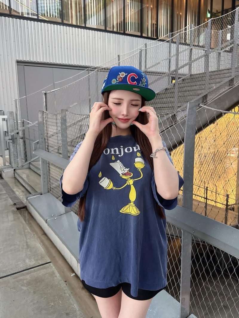 Navy Blue Graphic T-Shirt with Candlestick Print