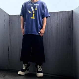Navy Blue Graphic T-Shirt with Candlestick Print view 3