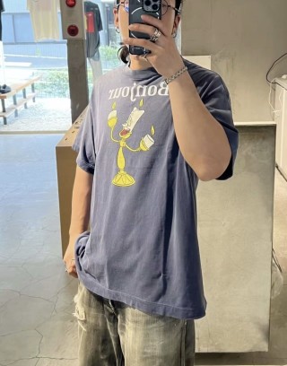 Navy Blue Graphic T-Shirt with Candlestick Print view 4