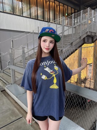 Navy Blue Graphic T-Shirt with Candlestick Print view 6