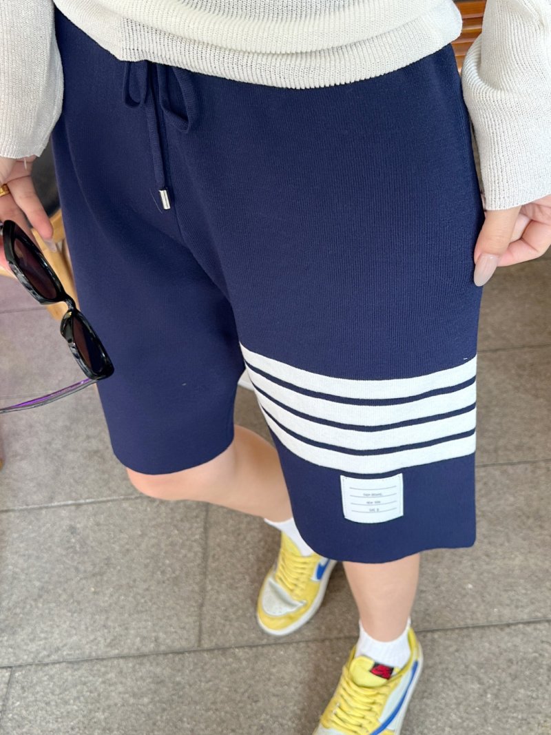 Essentials Navy Striped Shorts White Trim