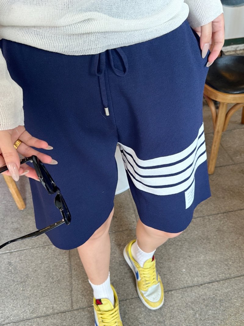 Essentials Navy Striped Shorts White Trim view