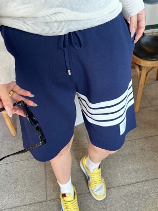 Essentials Navy Striped Shorts White Trim view 3