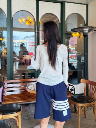 Essentials Navy Striped Shorts White Trim view 9