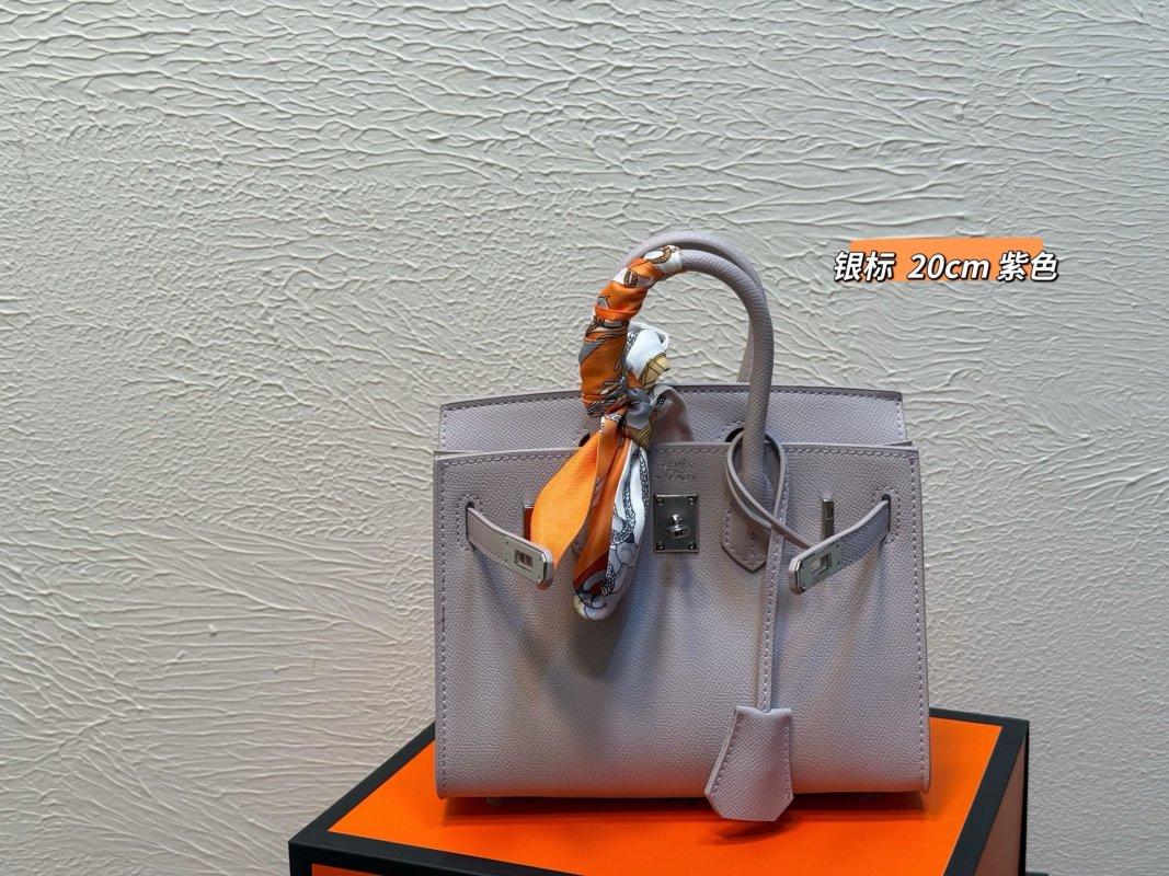 Hermès Birkin 20cm Platinum Purple Leather Handbag