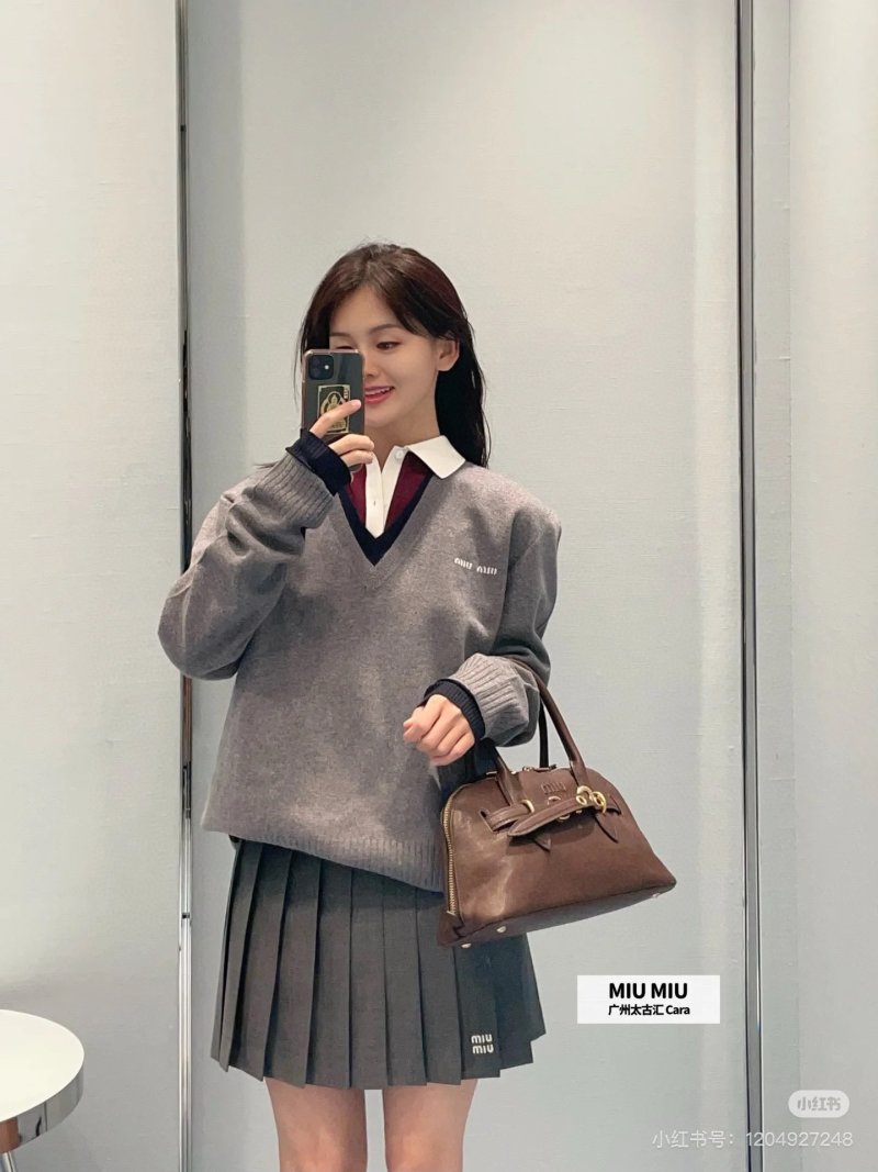 Miu Miu Brown Leather Top Handle Bag