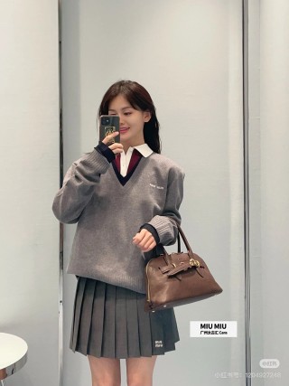 Miu Miu Brown Leather Top Handle Bag