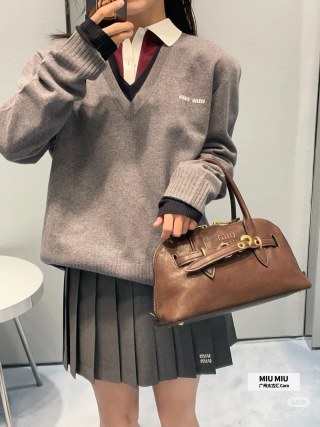Miu Miu Brown Leather Top Handle Bag view 3
