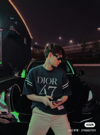 Dior Navy Graphic Logo Short-Sleeve T-Shirt view 3