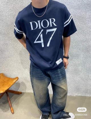 Dior Navy Graphic Logo Short-Sleeve T-Shirt view 5