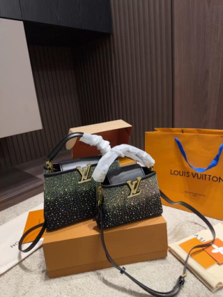 Louis Vuitton Studded Black Crossbody Bag with Gold Hardware