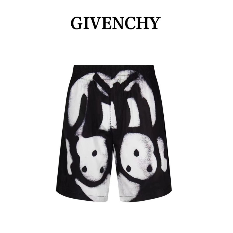 Givenchy Black Graphic Shorts with Face Print view