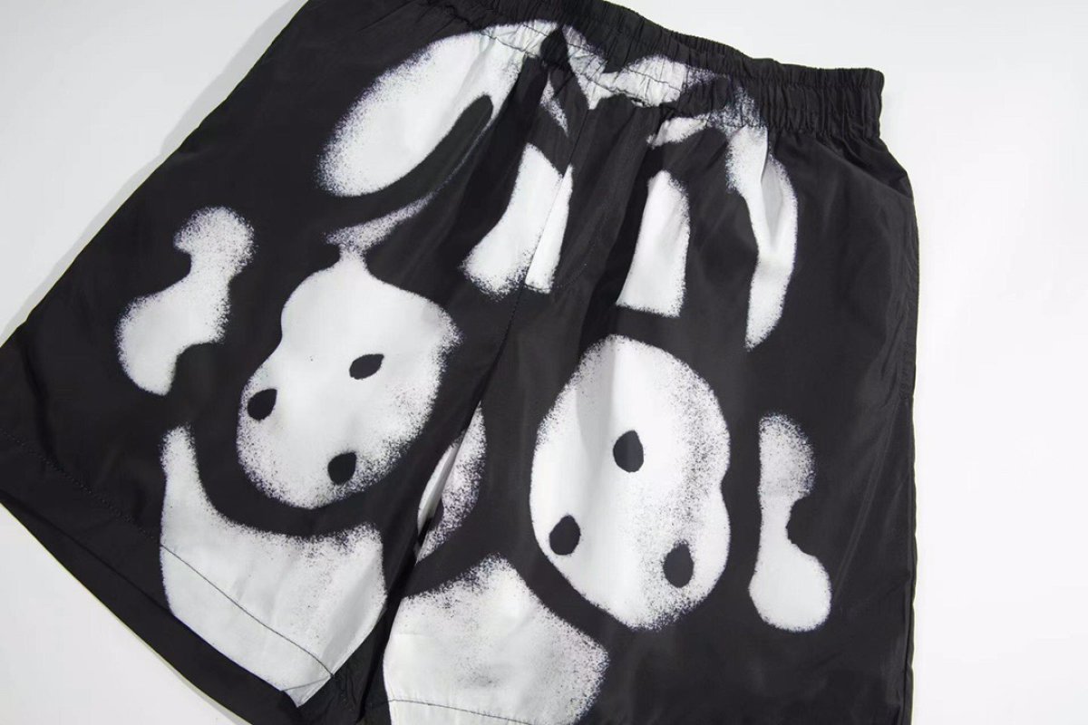 Givenchy Black Graphic Shorts with Face Print view