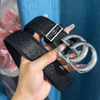 Gucci GG Marmont Black Leather Belt with Silver Buckle view 2