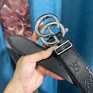 Gucci GG Marmont Black Leather Belt with Silver Buckle view 3