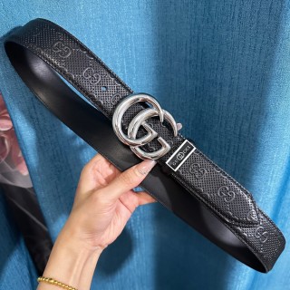 Gucci GG Marmont Black Leather Belt with Silver Buckle view 4