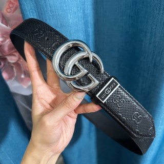 Gucci GG Marmont Black Leather Belt with Silver Buckle view 5