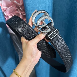 Gucci GG Marmont Black Leather Belt with Silver Buckle view 6