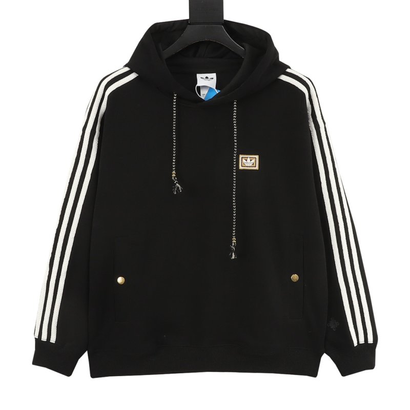 Adidas Originals Black Graphic Hoodie with Dragon Embroidery view