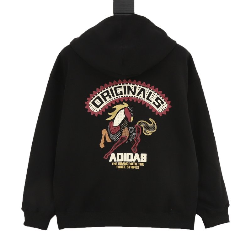 Adidas Originals Black Graphic Hoodie with Dragon Embroidery view