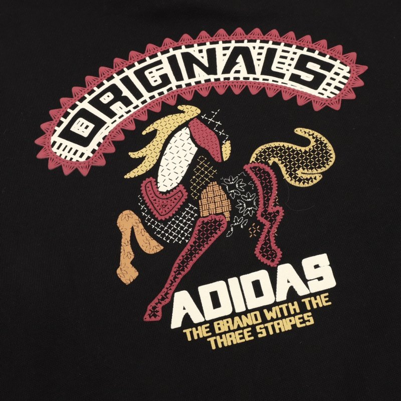 Adidas Originals Black Graphic Hoodie with Dragon Embroidery view
