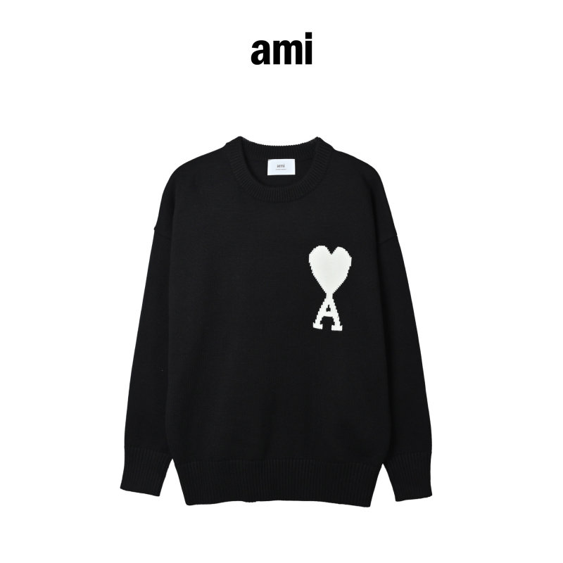 Essentials Black Heart Knit Sweater Cream Logo view