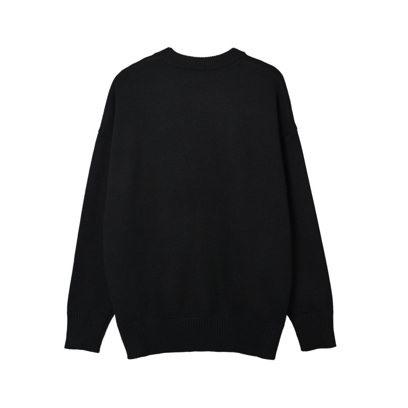 Essentials Black Heart Knit Sweater Cream Logo view