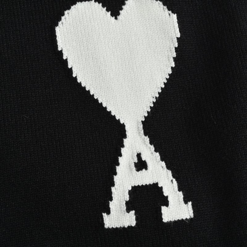 Essentials Black Heart Knit Sweater Cream Logo view